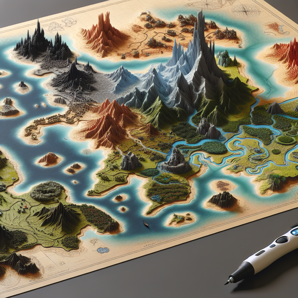 Can you create a fantasy map for a game with a 3D pen?